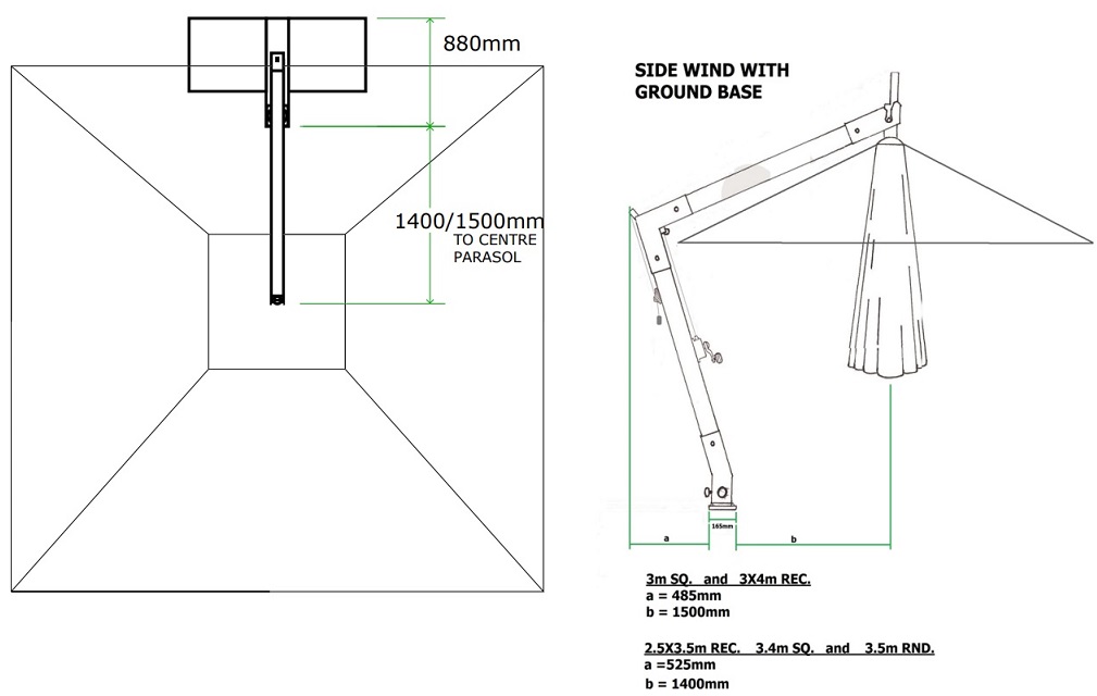 drawing of levante specs with portable base